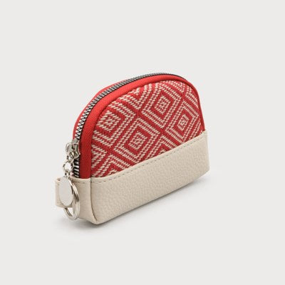 Caracol Coin Pouch w/ Zipper 7140-AZT-R Red/Cream Combo