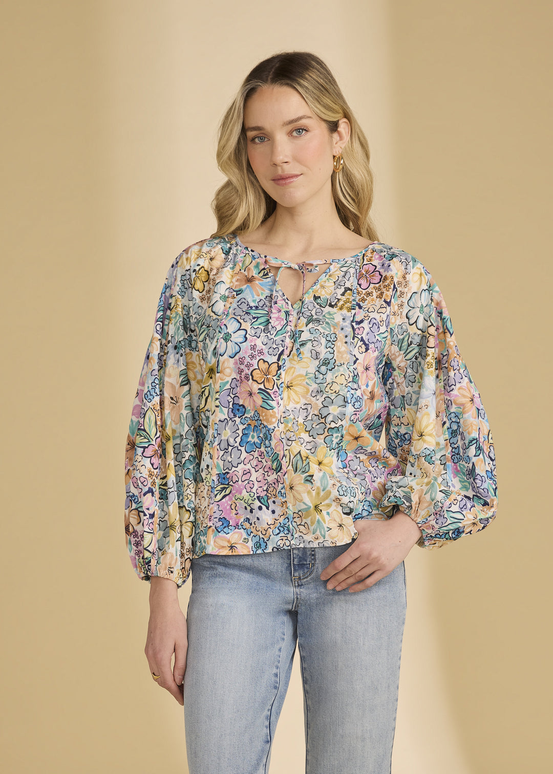 FDJ Mixed Print Popover Top 7220152-PRT Ambush Floral