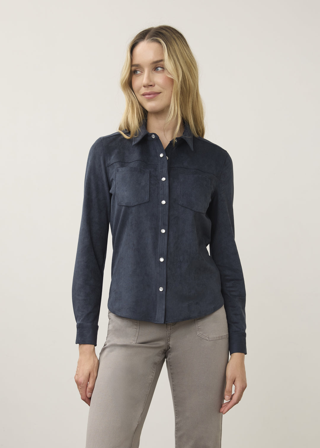FDJ Long Sleeve Suade Shirt 7476196-BLB Blueberry
