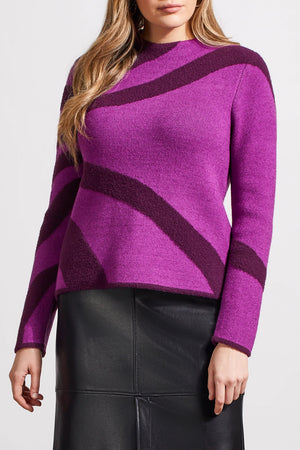 Tribal Mockneck Jacquard Sweater 7931O-4857-3123 Bright Violet