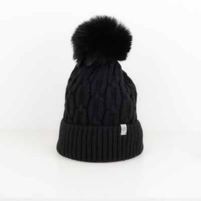 Caracol Knitted Touque w/ Pom Pom 8002-BLK Black