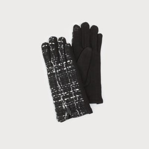 Caracol Stretch Knit Gloves 9001-TWD-B Black/White Tweed