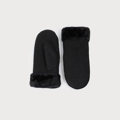 Caracol Puffer Mitts w/ Faux Fur Cuff 9008-BLK Black