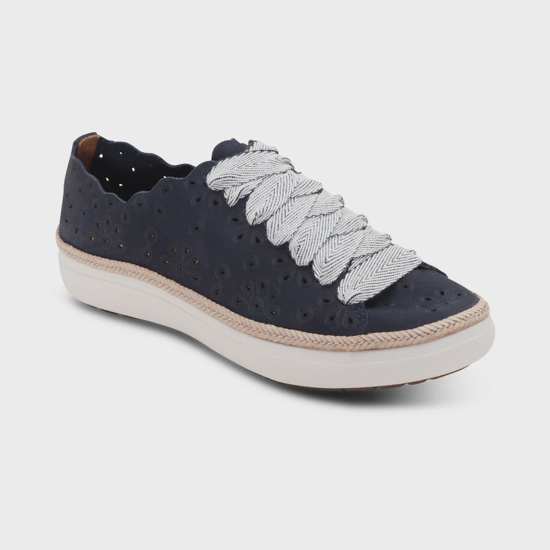 Aetrex Charlotte Laced Sneaker CA726 - Navy Eyelet Nubuck