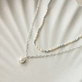 Glee Adeline Pearl Necklace - Silver/White/Pearl