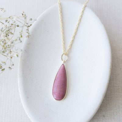 Glee Alara Necklace - Pink Rhodonite - Gold