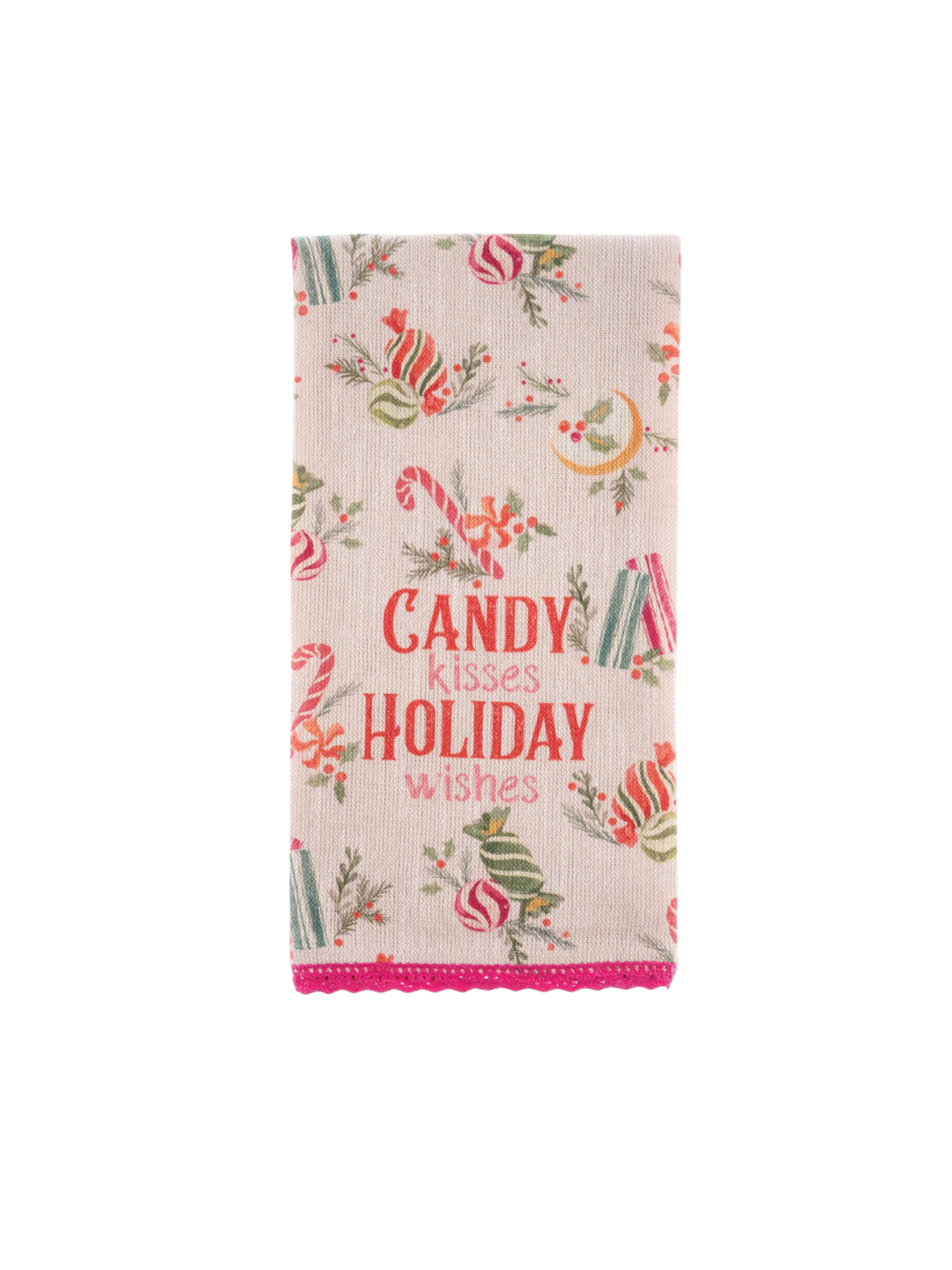 Karma "Holiday Wishes + Candy Kisses" Tea Towel