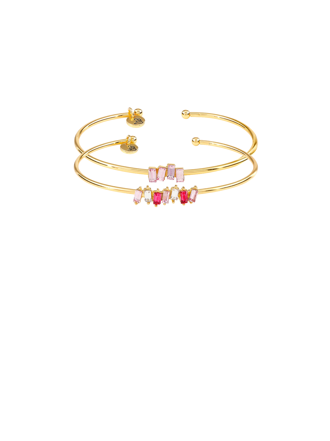 Santa Barbara Crystal Bangles w/Pink Stones - Set of 2