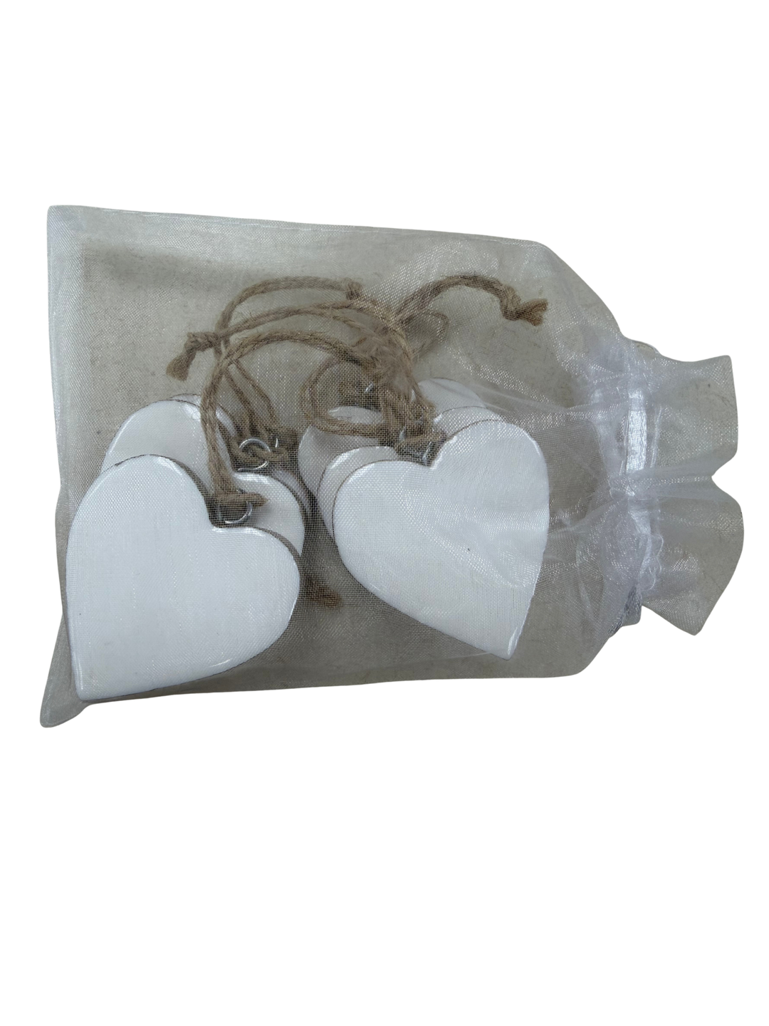 Santa Barbara Enamel + Wood Heart Ornaments - Set of 6 - White