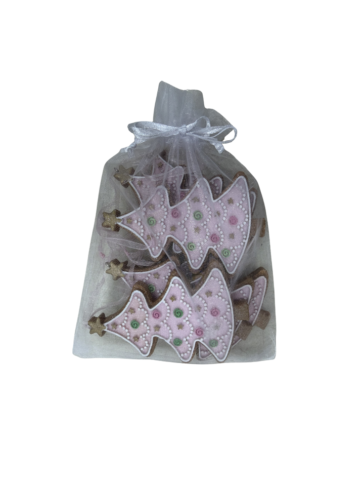 Silver Tree Gingerbread Tree Ornaments - Set of 6 - Pink