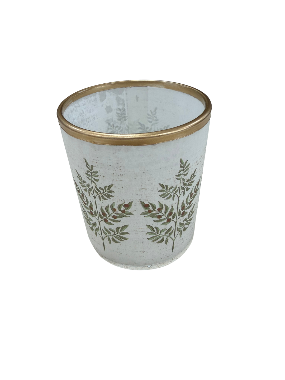 Silver Tree Glass Votive Holder - Leaf/Gold