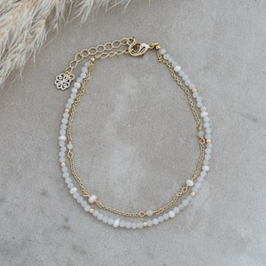 Glee Jewelry Beth Necklace - Gold/Moonstone/White Pearl