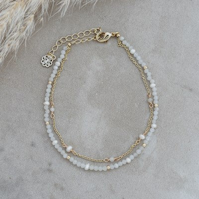 Glee Jewelry Beth Necklace - Gold/Moonstone/White Pearl