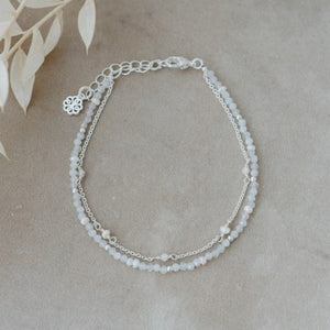 Glee Jewelry Beth Necklace - Silver/Moonstone/White Pearl