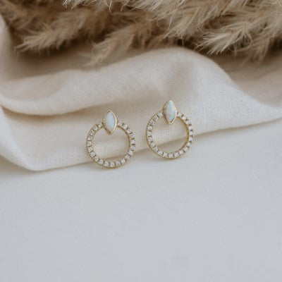 Glee Blanche Earring - Gold/Opalite