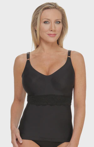 Shapeez "Comfeez Long" Camisole w/ Soft Cup Bra - Black