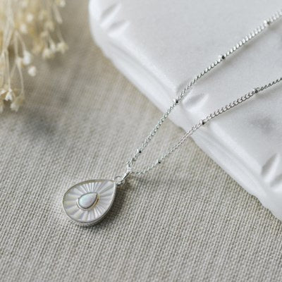 Glee Dewdrop Crystal Necklace - Opalite/Silver