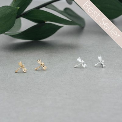 Glee Jewellery Dragonfly Stud Earring - Silver