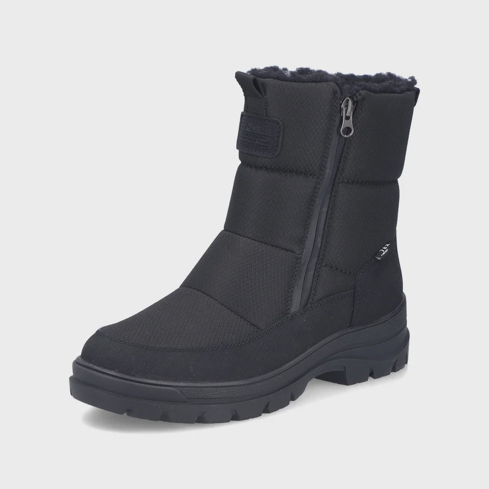 Mens Rieker Double Zip Nylon Winter Boot F5412-00 Black