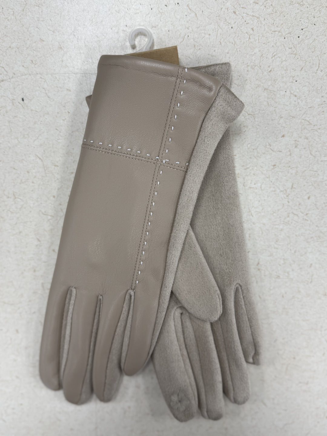 Fashion Gloves - GL050-TOPSTITCH Taupe w/ Ivory Stitch