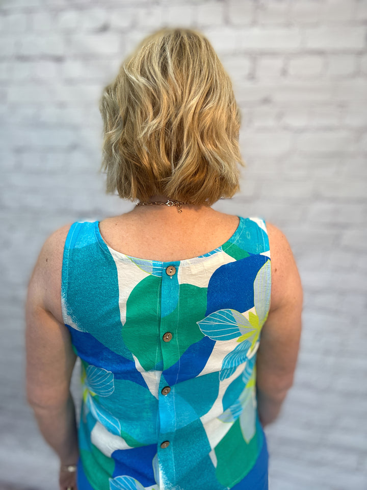 Escape by Habitat Button Back Floral Woven Tank E35517 - Maui