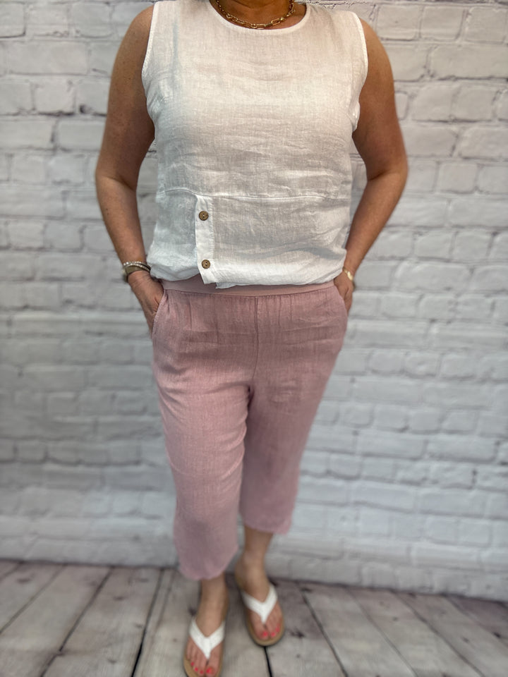Cherishh Crop Pant w/ Button Detail C5288-Rose