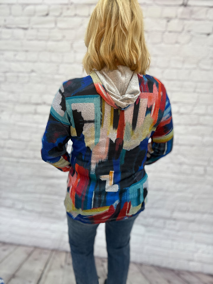 Creations Knit Zip-Front Jacket w/ Hood ART16 - Multi