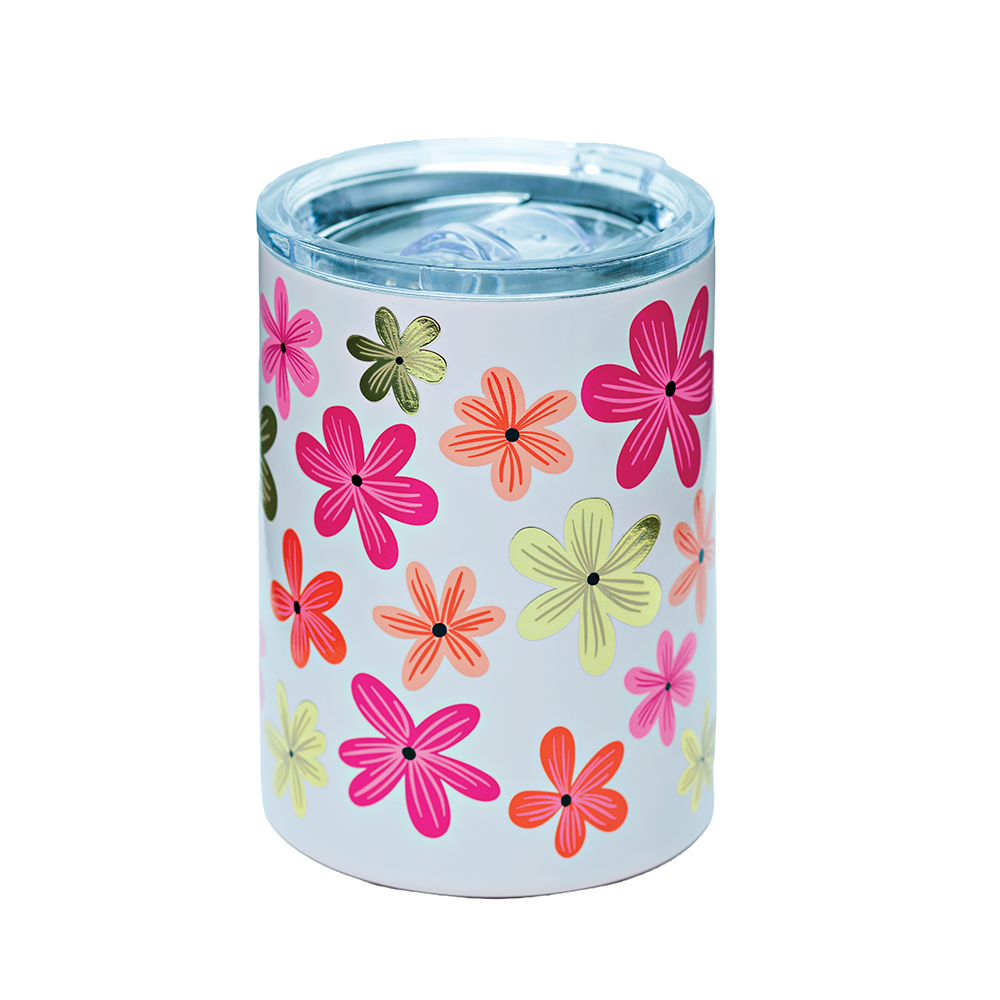 Santa Barbara Floral Tumbler - Pink/Gold Combo