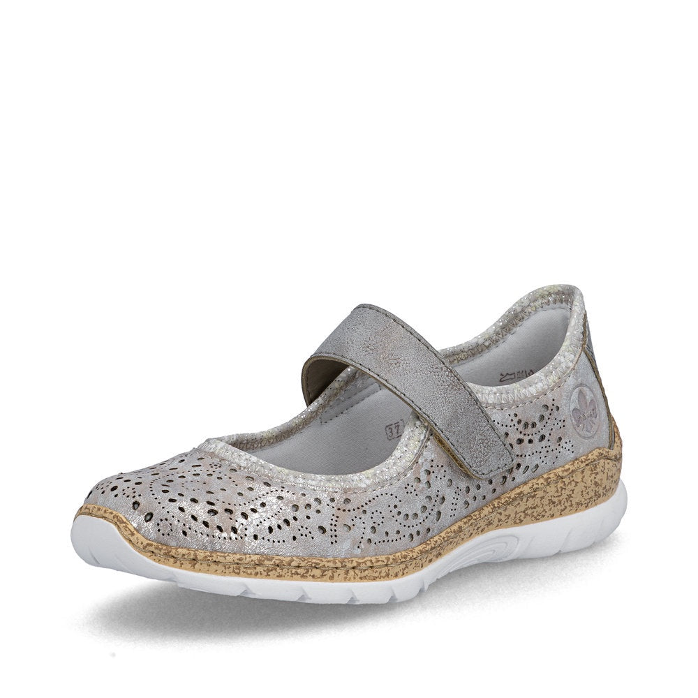 Womens Rieker Sneaker with Strap N4299-90 Metallic Combo