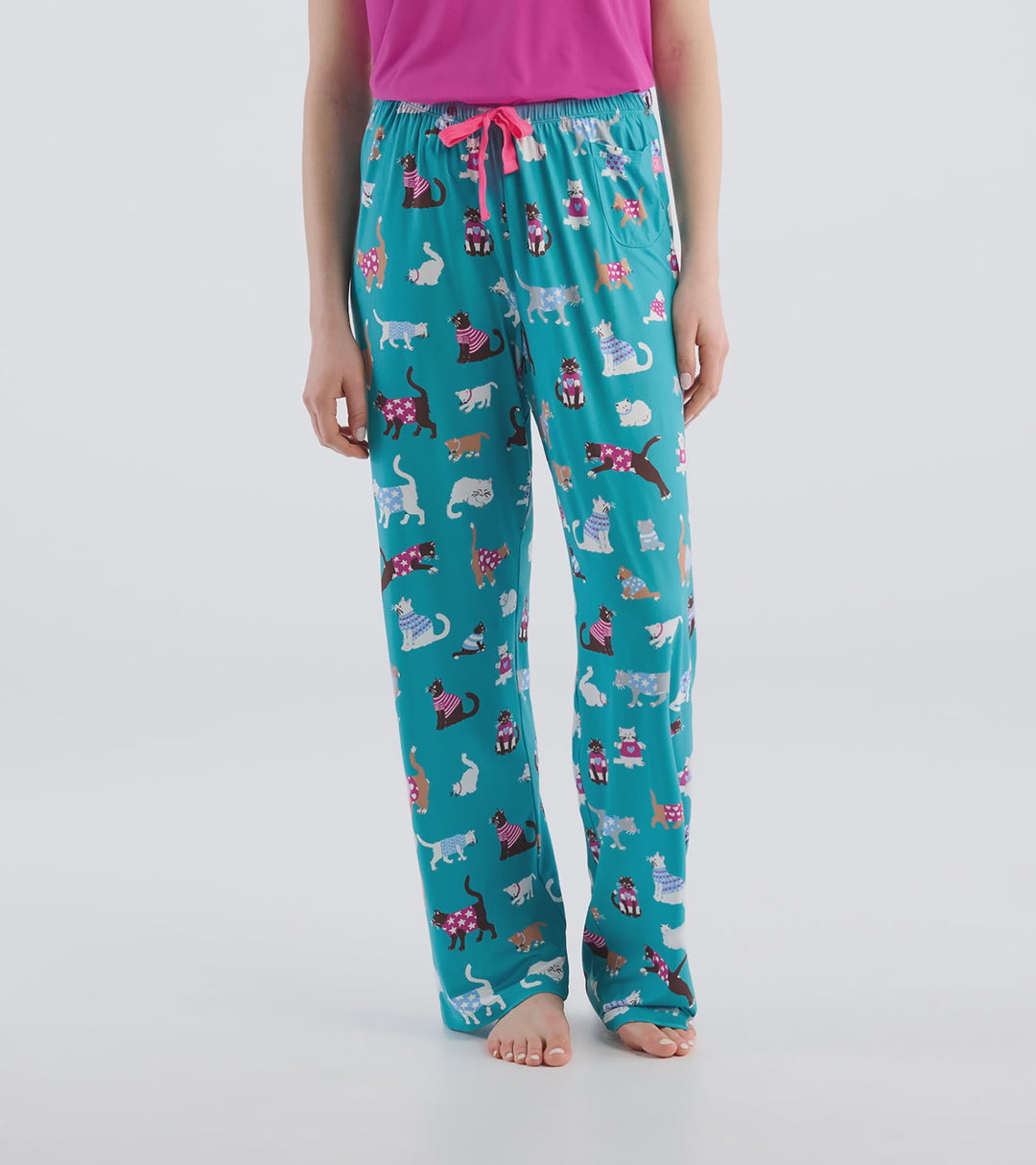 Hatley "Cute Cats" PJ Pants in a Bag - PA6CCAT001 - Teal