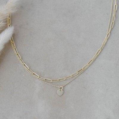 Glee Jewelry Paper Clip Heart Layered Necklace - Gold