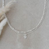 Glee Paper Clip Heart Necklace - Silver