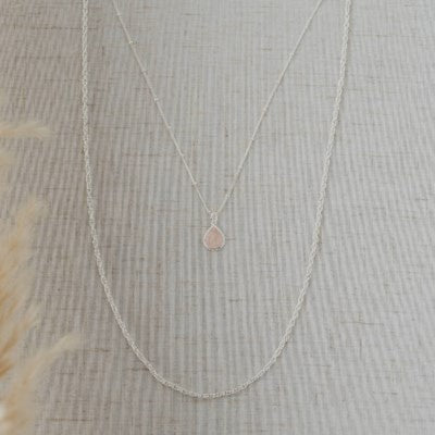 Glee Jewelry Paris Necklace - Silver/Rose Quartz