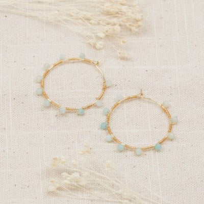 Glee Pritti Hoop Earring  - Gold Amazonite