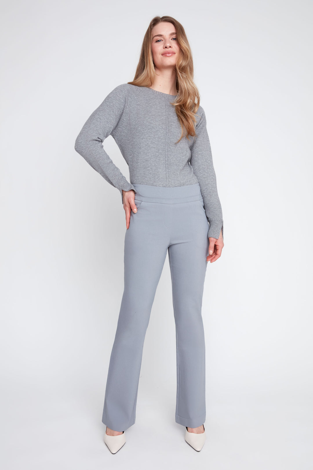 Renuar Pull-On Woven Bootcut Pant R10051-E730H-808 Pewter