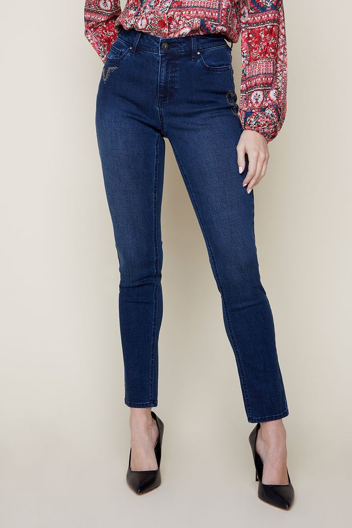 Renuar Slim Jean w/ Decoration R10079D-E2141-INDWAS Indigo Wash