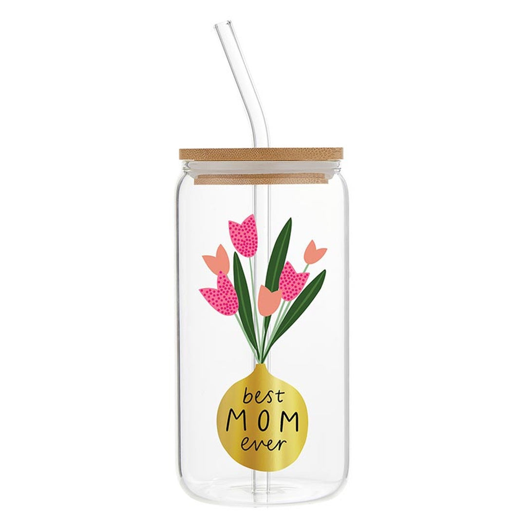 Santa Barbara Best Mom Ever Glass Tumbler - Tulip