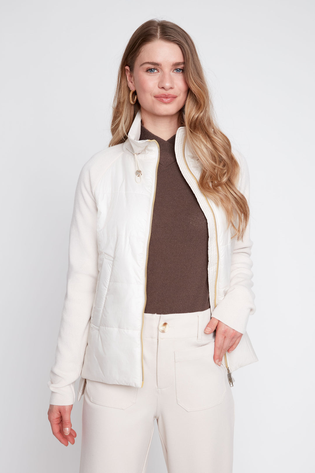 Renuar Woven Quilted Jacket R3950L-E3034-80705 Oyster