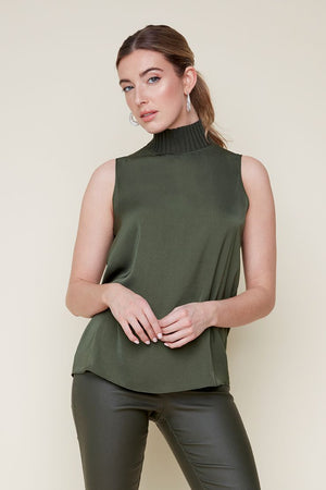 Renuar Sleeveless Woven Top R5118-248-80726 Chive