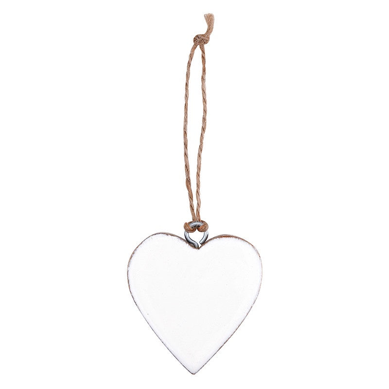 Santa Barbara Enamel + Wood Heart Ornament - White