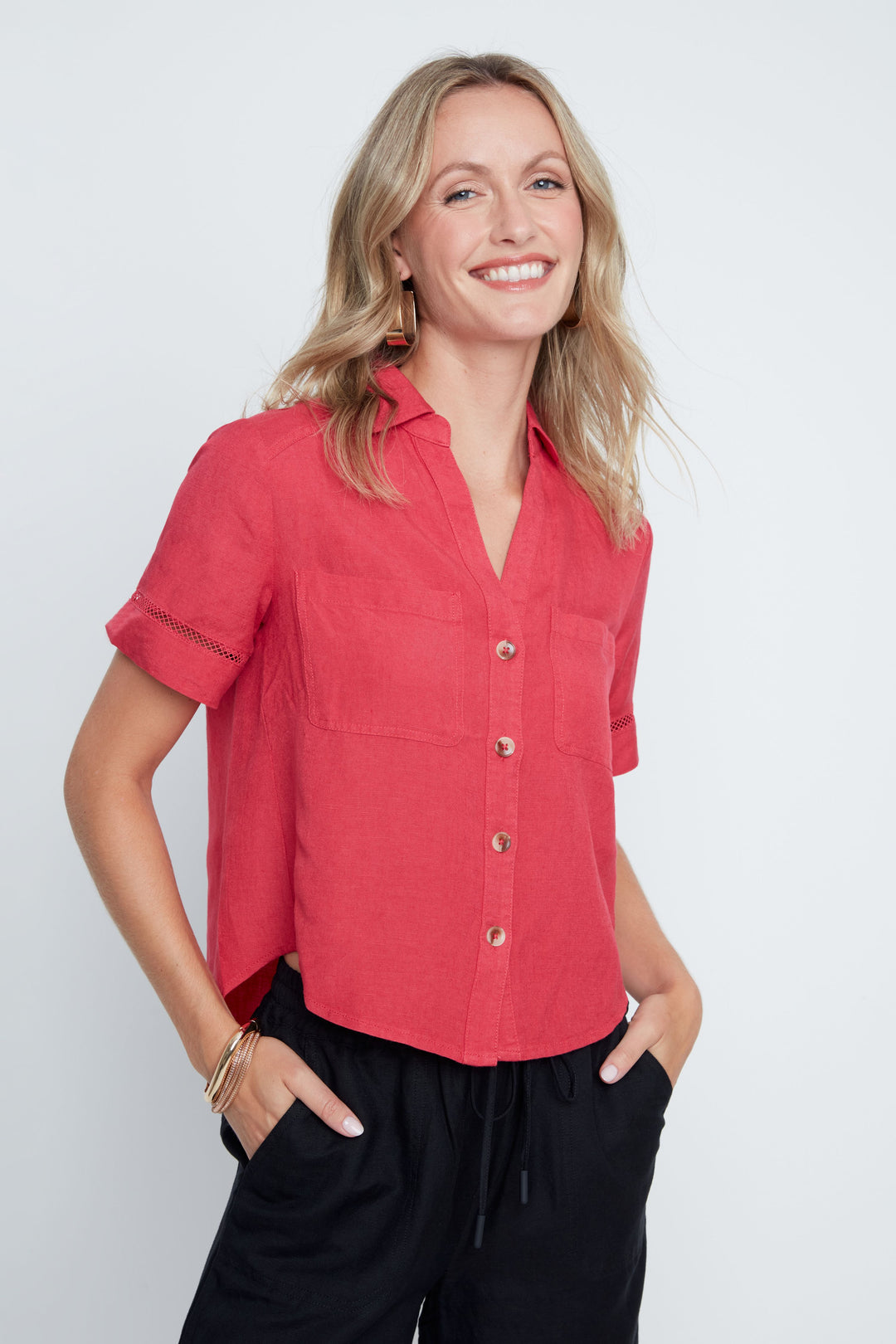 Renuar Woven Blouse R5235-E3075-TERRACOTTA