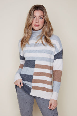 Renuar Knit Sweater R6904-4303-8-TANCOM Tan Combo