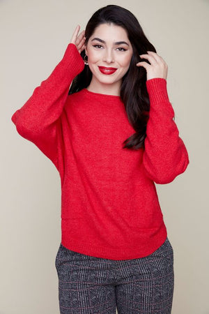 Renuar Knit Sweater w/ Back Buttons R6911-4301-HEABEA Heather Berry