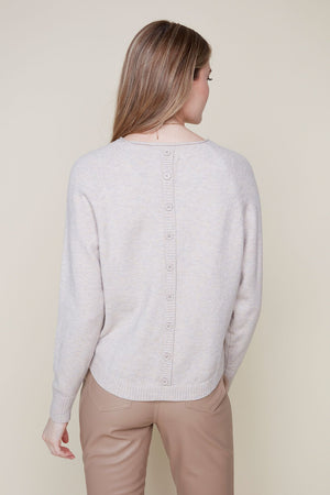 Renuar Knit Sweater w/ Back Buttons R6911-4301-HEAOYS Heather Oyster