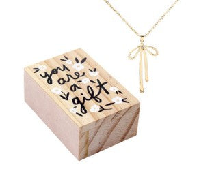 Mother's Day Collection - "You Are a Gift" Bow Necklace - Gold