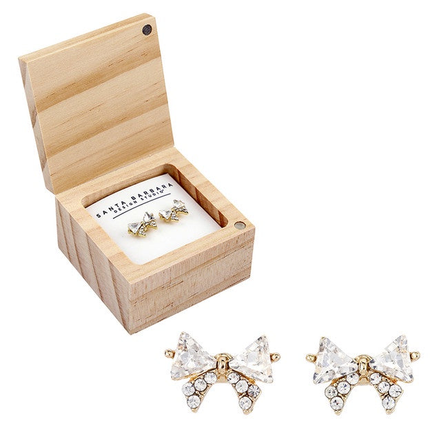 Mother's Day Collection - Amazing Mother Bow Stud Earring - Gold