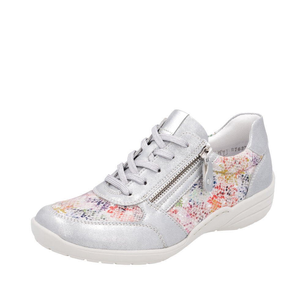 Womens Remonte Laced Shoe w/ Side Zip and Knit Inserts R7637-40 Floral