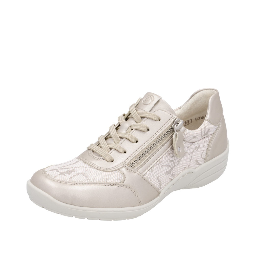 Womens Remonte Laced Shoe w/ Zip and Knit Inserts R7637-80 Gold