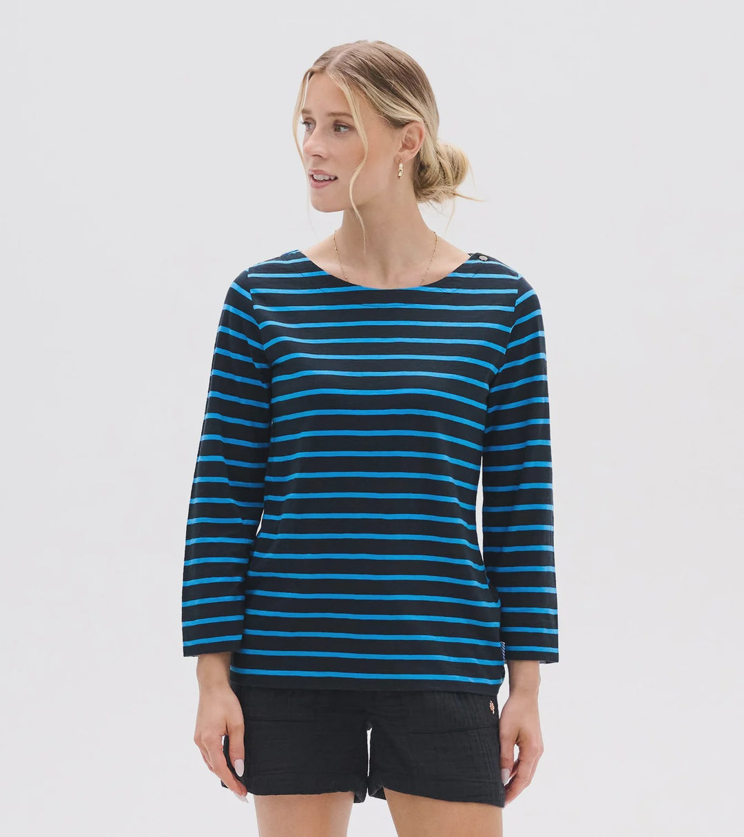 Hatley Button Bretton Top - French Blue Stripes S26FBL1718 - Caviar