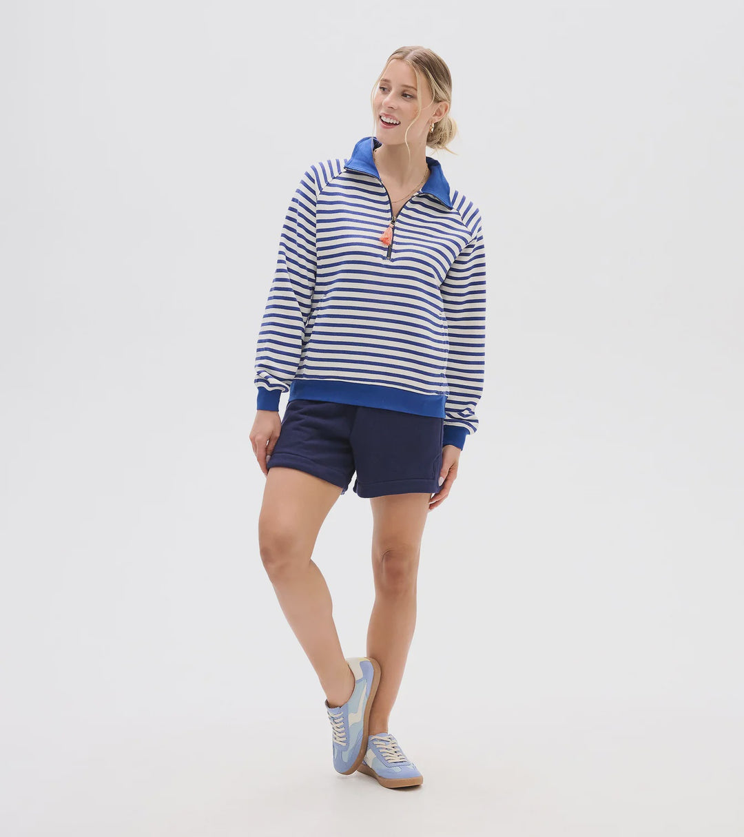 Hatley Mock Neck Pullover - Mezarine Blue Stripes S26MBL1726 - Mazarine